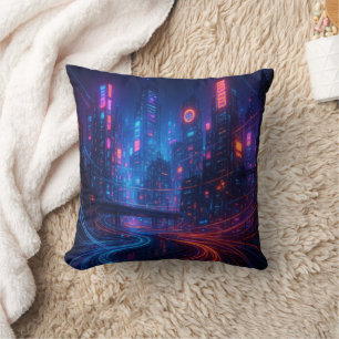 Fibre Optic Cityscape Throw Pillow