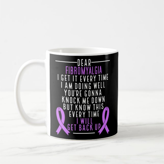 Fibro Warrior I Will Get Back Up Fibromyalgia Awar Coffee Mug (Left)