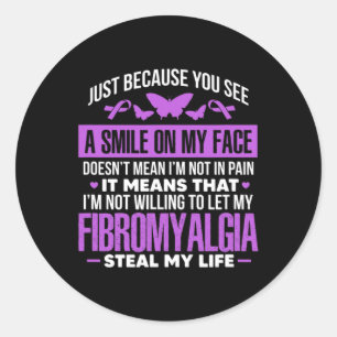 Fibro Warrior Purple Ribbon Butterfly Classic Round Sticker