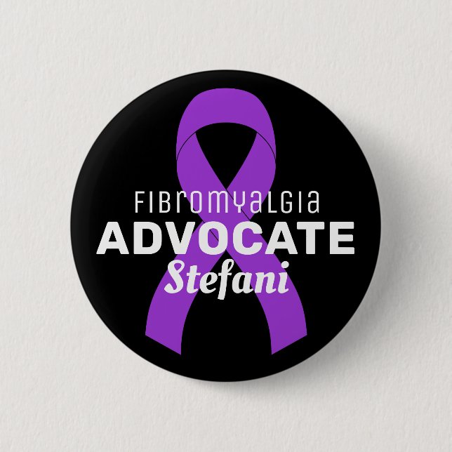 Fibromyalgia Advocate Ribbon Black Button (Front)