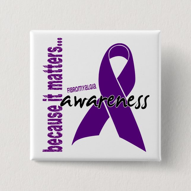 Fibromyalgia Awareness 2 Inch Square Button (Front)