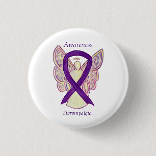 Fibromyalgia Awareness Angel Ribbon Custom Art Pin