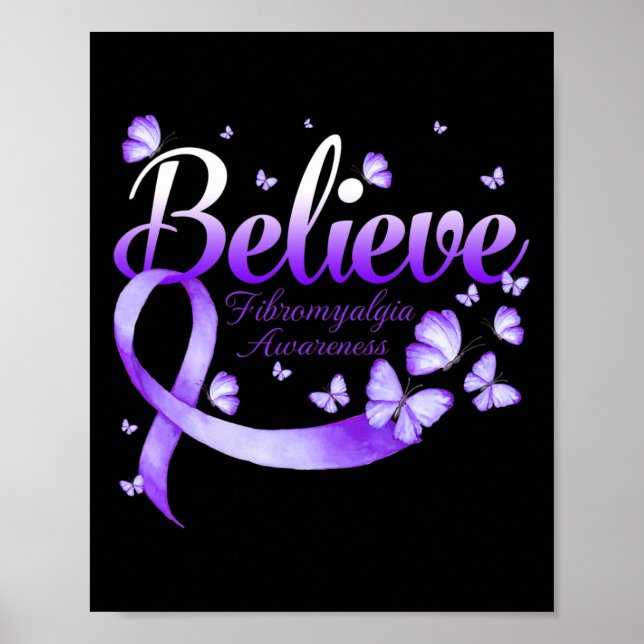 Fibromyalgia Awareness Butterfly 1  Poster (Front)