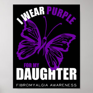 Fibromyalgia Awareness Butterfly Purple Ribbon  Poster