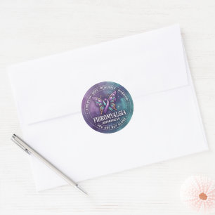 Fibromyalgia Awareness Butterfly Ribbon Classic Round Sticker