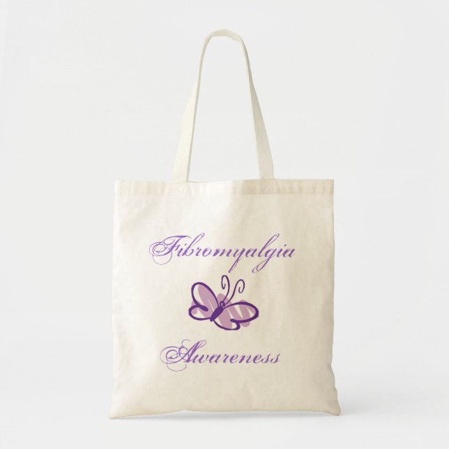 Fibromyalgia Awareness Butterfly Totebag Tote Bag (Front)
