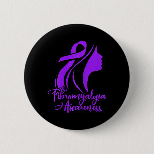 Fibromyalgia Awareness Fibro Warrior Purple Ribbon 2 Inch Round Button