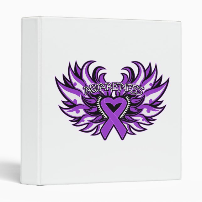 Fibromyalgia Awareness Heart Wings Binder (Front/Spine)