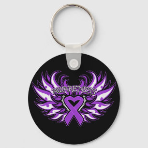 Fibromyalgia Awareness Heart Wings.png Keychain