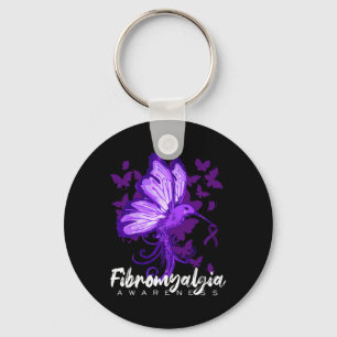 Fibromyalgia Awareness Hummingbird Holding Purple  Keychain