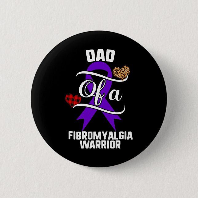 Fibromyalgia Awareness Leopard Buffalo Plaid Famil 2 Inch Round Button (Front)