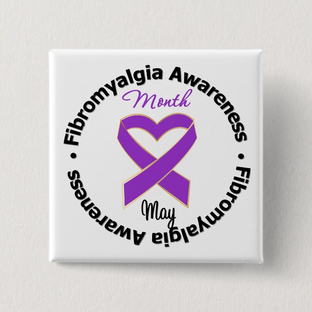 Fibromyalgia Awareness Month 2 Inch Square Button (Front)
