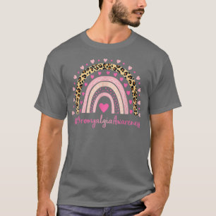Fibromyalgia Awareness Pink Heart Leopard Rainbow T-Shirt