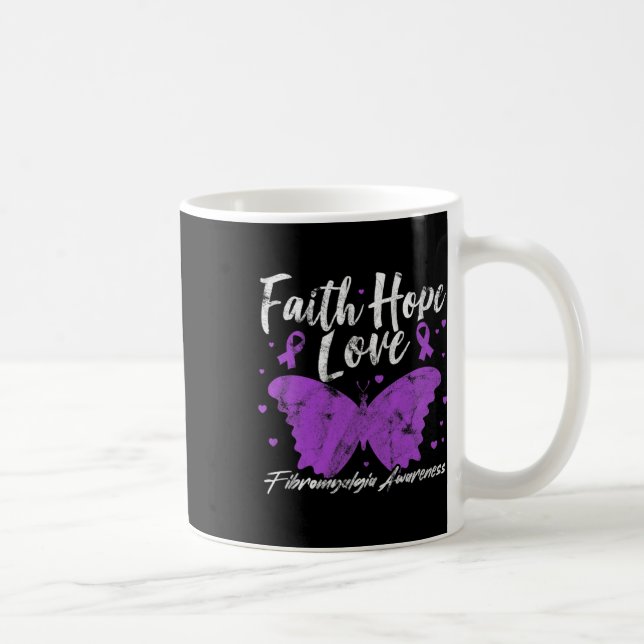 Fibromyalgia Awareness Purple Butterfly Fibro Warr Coffee Mug (Right)
