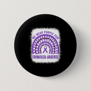 Fibromyalgia Awareness Purple Ribbon Rainbow  2 Inch Round Button