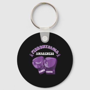 Fibromyalgia Awareness Ribbon Boxing Gloves Fibro Keychain