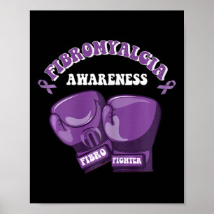 Fibromyalgia Awareness Ribbon Boxing Gloves Fibro Poster