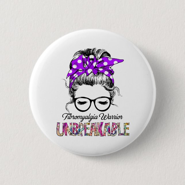 Fibromyalgia Awareness Ribbon Support Gifts 2 Inch Round Button (Front)