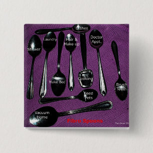 Fibromyalgia Awareness Spoons 2 Inch Square Button