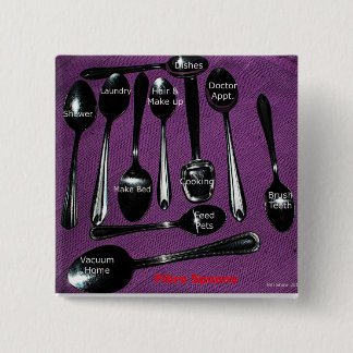 Fibromyalgia Awareness Spoons 2 Inch Square Button