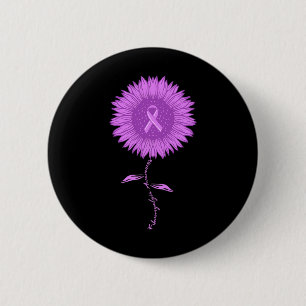 Fibromyalgia Awareness Sunflower Purple Ribbon 1 2 Inch Round Button