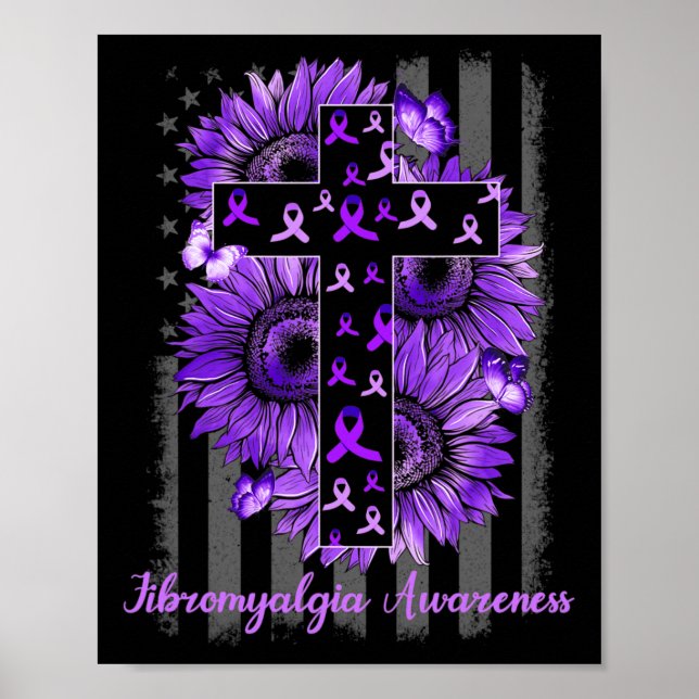Fibromyalgia Awareness Supporter Warrior Sunflower Poster (Front)