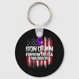 Fibromyalgia Awareness Survivor Son Warrior 4  Keychain
