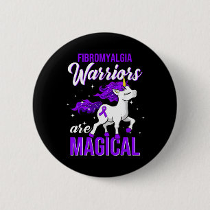 Fibromyalgia Awareness Warrior Fun Unicorn 2 Inch Round Button