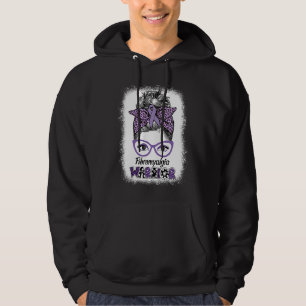 Fibromyalgia Awareness Warrior Messy Bun women Pur Hoodie