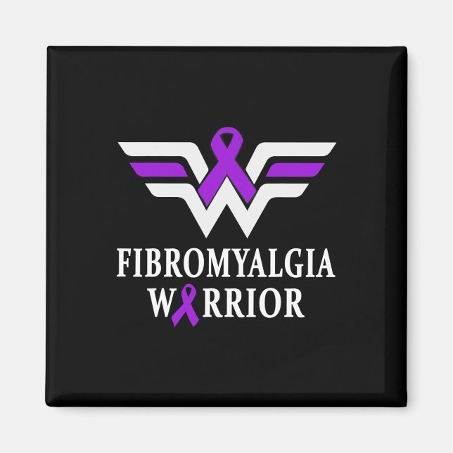 Fibromyalgia Awareness Warrior Support Purple Ribb Magnet (Front)