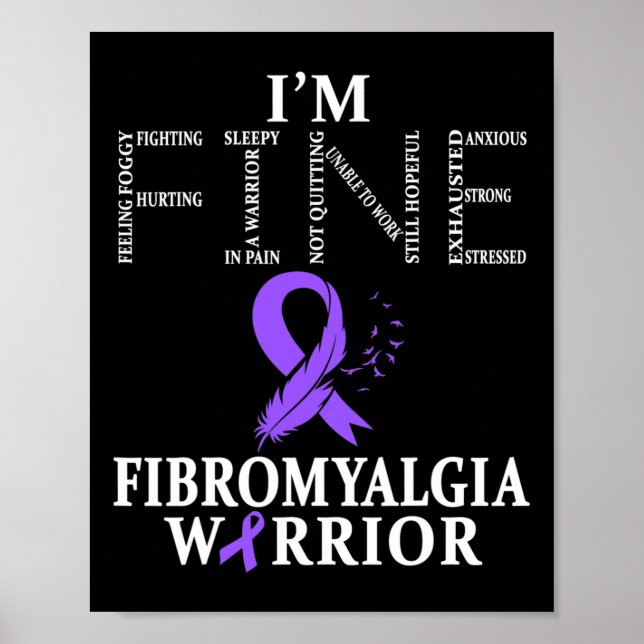 Fibromyalgia Awareness Warrior Support Purple Ribb Poster (Front)