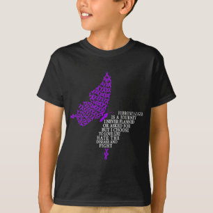 Fibromyalgia Awareness Warrior Support Purple Ribb T-Shirt