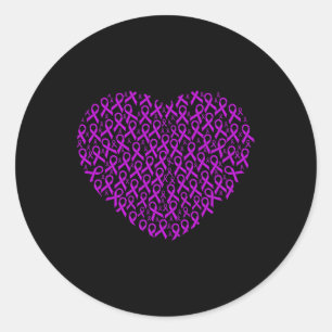 Fibromyalgia Awareness Yellow Ribbon Heart Gift Classic Round Sticker