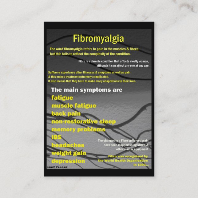 Fibromyalgia business card - awareness day (Front)