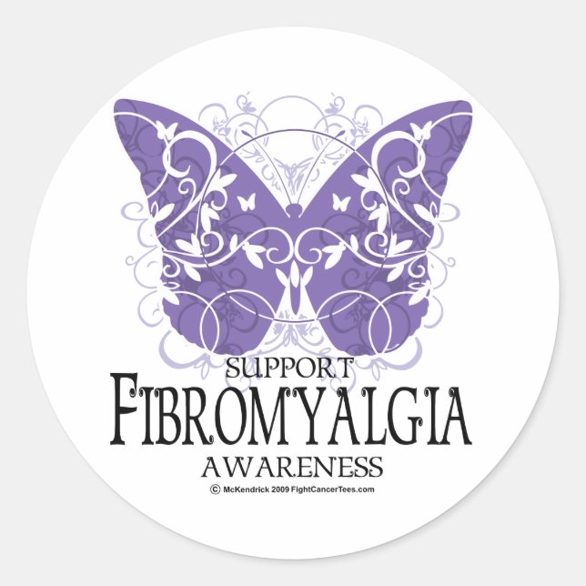Fibromyalgia Butterfly Classic Round Sticker (Front)