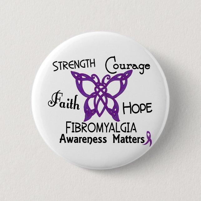 Fibromyalgia Celtic Butterfly 3 2 Inch Round Button (Front)