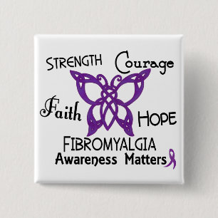 Fibromyalgia Celtic Butterfly 3 2 Inch Square Button