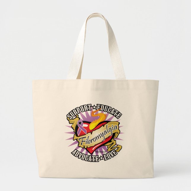 Fibromyalgia Classic Heart Large Tote Bag (Front)