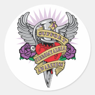 Fibromyalgia Dagger Classic Round Sticker