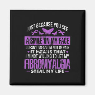 Fibromyalgia Fibro Warrior Purple Ribbon Butterfly Magnet