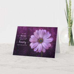Fibromyalgia Get Well with Vibrant Purple Daisy Card