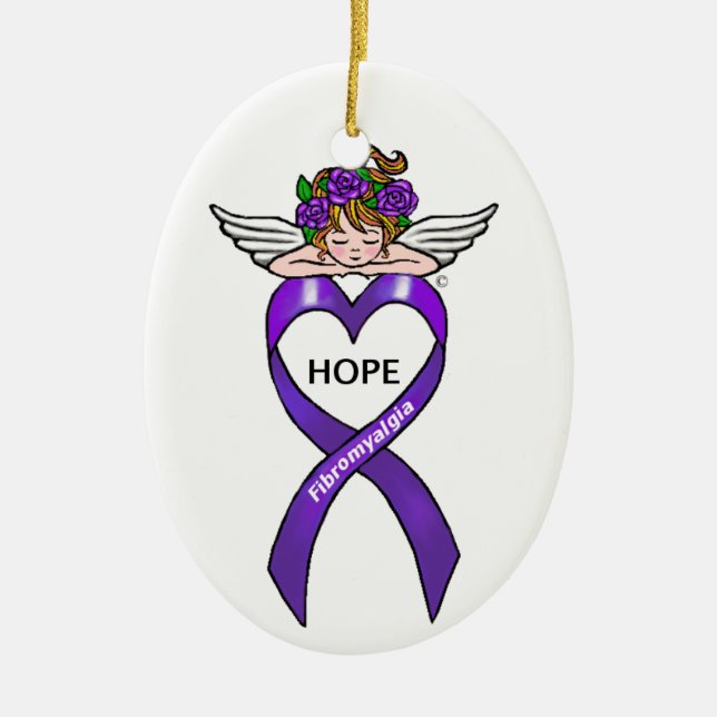 Fibromyalgia Hope Ceramic Ornament (Front)