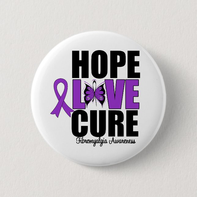 Fibromyalgia Hope Love Cure 2 Inch Round Button (Front)