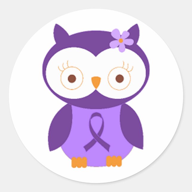 Fibromyalgia Owl Classic Round Sticker (Front)