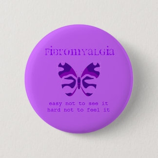 Fibromyalgia Purple Camouflage Butterfly Button