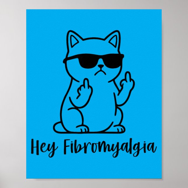 Fibromyalgia Warrior Awareness Cat Chronic Pain Poster (Front)