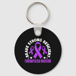 Fibromyalgia Warrior Brave Strong Resilient Fibro  Keychain