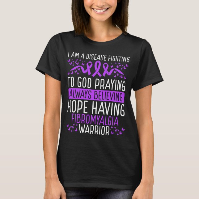 Fibromyalgia Warrior Disease Awareness Ribbon T-Shirt (Front)