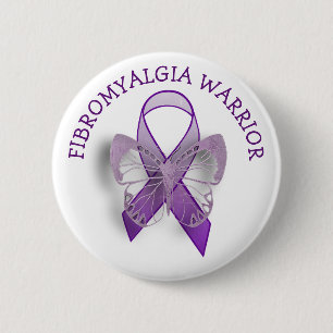 Fibromyalgia Warrior Purple Awareness Ribbon Butto 2 Inch Round Button