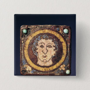 Fibula with the face of a young man 2 inch square button